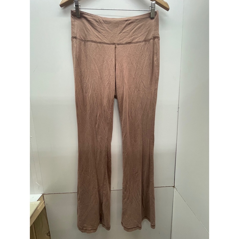 Pact Eco Brown Flare Yoga Pants Organic Cotton Bamboo Stretch Size M